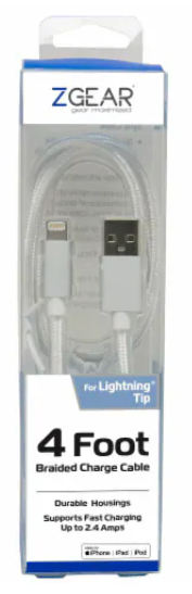 ZGEAR 4 foot Braided Charge Cable
