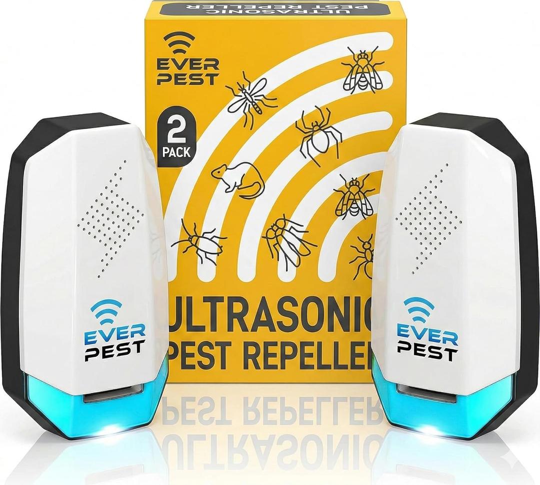 Ultrasonic Pest Repeller Control Plug in 2 Pack- Electronic Insect Defender - Roach Bed Bug Mouse Mosquito - Indoor Reject - for Cockroach Ants Mice Fly Rat Bedbug