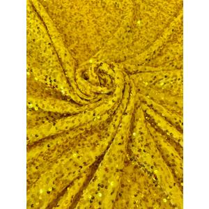 Sequin Velvet Fabric Soft Stretchy Cloth Glittering Sequins - Perfect for Dressmaking and Christmas Decor - 1 Yard of Velvet Fabric for Sewing and Crafts  2 Way Stretch (Yellow)