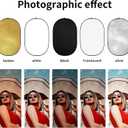 Godox 40"x60"/100x150cm Collapsible Photography Light Reflector, 5-in-1 Oval Multi Disc Diffuser with Carrying Bag - Gold, Silver, Black, White, Translucent for Studio Outdoor Lighting