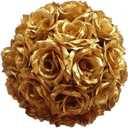 Artificial Flower Ball for Centerpieces Bridal Wedding Artificial Wedding Party Centerpieces Decorations, 7.8inch (10, Gold)