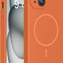 Miracase Magnetic for iPhone 15 Case, [Soft Anti-Scratch Microfiber Lining], Compatible with MagSafe, Liquid Silicone Case Shockproof Drop Protection Phone Case for 15,Orange