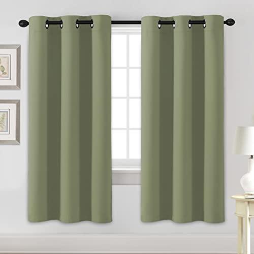 H.VERSAILTEX Blackout Curtains for Bedroom Thermal Insulated Room Darkening Living Room Curtains 72 Inch Long Grommet Privacy Protection Window Curtain Panels/Drapes for Nursery, 2 Panels, Sage