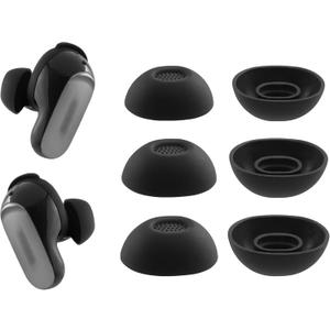 Replacement Silicone Ear Tips for Bose New QuietComfort Ultra Earbuds (2nd Gen) Earbuds, 3 Pairs (Black, Assorted S/M/L)