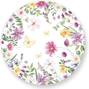 50 Sheets Wildflower Butterfly Floral Round Paper Placemat Watercolor Flower Decorative Paper Table Mat for Spring Wedding Bridal Shower Party Dinner Table Setting, 13 Inch