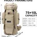 IX INOXTO 85L Lightweight Internal Frame Hiking Backpack for Men Women, Waterproof Travel Camping Backpack with Rain Cover (Khaki)