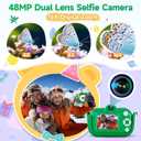 Kids Camera Boys Toys for 3 4 5 6 7 8 9 Years Old Boys, 48MP Dual Lens Kids Digital Camera Christmas Birthday Gifts, 1080P HD Video Selfie Toddler Camera with 32G SD Card