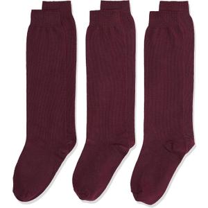 Jefferies Socks Girls 2-6X School Uniform Knee High 3 Pair Pack (Small, Burgundy)