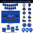 Graduation Decorations 2026 Blue Themed Set, Congrats Grad Banner Class of 2026 Backdrop Balloons and Streamers Kit High School and College Graduation Party Supplies