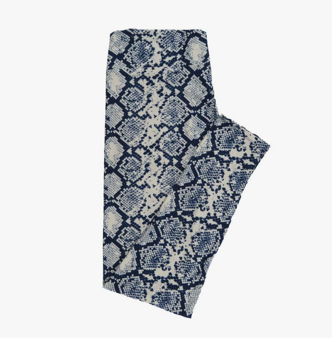 Lularoe Tall Curvy (TC fits Sizes 12-18) Snakeskin Blue Gray Buttery Soft Adult Leggings 7512-B10