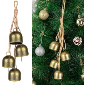 Vintage Brass Bells - Hanging Gold Christmas Bells for Mantle, Garland, Wreath