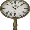 NIKKY HOME Antique Mantel Clock, Gold Retro Desk Clock Silent-Non-Ticking Battery Operated Decorative Desk Table Clock for Home, Office, Living Room, Bed Room (Bronze)