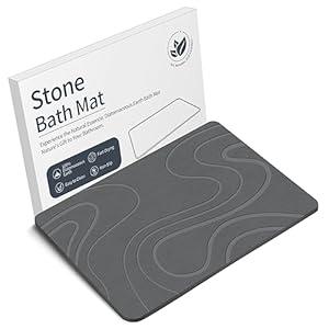 Veeloim Stone Bath Mat Diatomaceous Earth Shower Mat Non-Slip Super Absorbent Diatomite Stone Bath Mats for Bathroom Floor Quick Drying Natural Easy to Clean