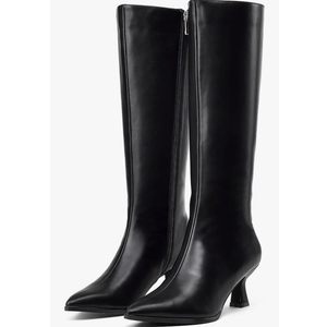 GENSHUO Knee High Boots Women Pointed Toe 2.3 Inches Kitten Heel Tall Boots Classic Fashionable Long Boots with Side Zipper Winter (7.5)