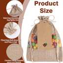 Nodaaiie 50 Pcs 5 x 7 Inch Burlap Bags with See-Through Window & Bonus Cards, Natural Jute Burlap Sack Drawstring Gift Favor Pouches for Wedding Party Favors Jewelry Samples