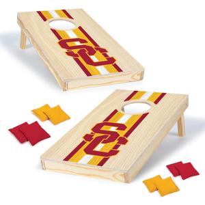 Wild Sports College Portable Size 1' x 2' Solid Wood Cornhole Set with Direct Print HD Team Graphics  Travel Size