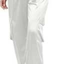 ZAFUL Womens Satin Joggers 2025 Boho Chic Cargo Jogger Pants High Waisted Stretch Silk Ankle Pants Slack Trousers (Medium, White)