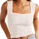Womens Summer Cute Cropped Tops Flower Wide Strap Tank Top Shirts (XL)