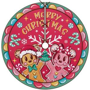 Fzbali Gingerbread Man Merry Christmas Tree Skirt, 48 Inches Lace-up Red Xmas Tree Skirt, Funny Winter Holiday Party Indoor Decoration Snowflake Home Decor Fzbali Gingerbread Man Merry Christmas Tree Skirt, 48 Inches Lace-up Red Xmas Tree Skirt, Funny Winter Holiday Party Indoor Decoration Snowflake Home Decor