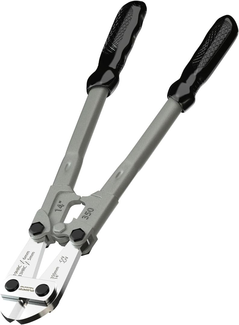 Well-Made Industrial Grade 14 Inch Bolt Cutter, CR-V Steel Lightweight Bolt Cutters Wire Cutters, With Ergonomic Soft Grip for Cutting Fences, Chains Screws Locks Rivets and Small Padlocks