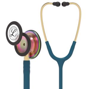 3M Littmann Classic III Monitoring Stethoscope, 5807, More Than 2X as Loud, Weighs Less, Stainless Steel Rainbow-Finish Chestpiece, 27" Caribbean Blue Tube, Brass Stem and Headset