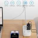 Short Extension Cord 2 Foot - Flat Plug Small Power Strip Surge Protetor with 6 Outlets 3 USB (5V/3.4A 17W) Charging Ports, Multi Plug Wall Outlet Splitter for Home Office Dorm Roomc, White