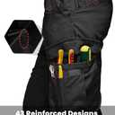 SWISSWELL Tactical Pants for Men Water Resistant Ripstop Elasticated Waist Work Cargo Pant with 8 Pockets for Hiking Construction Black 32×30, Black