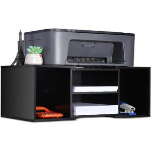 EMERIT Large Printer Stand, Adjustable Printer Table with Storage, 2-Tier Printer Riser Desktop Paper Organizer Shelf for Home Office,23'' x12.3'' x 8.7'' (Black)