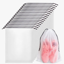 50 Pcs Translucent Travel Shoe Bags,Large Clear Shoe Bags for Storage,Protable Shoes Pouch Storage Organizers with Rope,Clear Drawstring Dust Bags for Packing,Men and Women