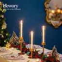 Hewory Gold Candle Holders, 3Pcs Brass Candle Stick Candelabra with Glass Candle Cover for Wedding Table Centerpiece Christmas Decor