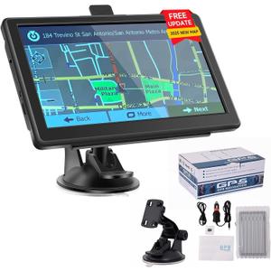 GPS Navigator for Car Truck RV, Truck GPS with 7'' Touchscreen, Free Lifetime Updates, Car Navigation System with Turn-by-Turn Voice Guidance, Speed & Red Light Warning for All Cars