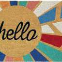 Hello Colorful - 17"x29" - Coir Door Mat with Heavy Duty Backing - Welcome Mats for Entryway, Porch - Anti-Slip PVC & Coconut Fiber Surface - Natural Home Accessories, Minimalist Original Design