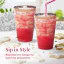 Prestee 50 Pack Disposable Plastic Cups 14 oz Rose Gold Rimmed Plastic Wine Glasses - Heavy Duty, Pink Rim Cup - Disposable Party Cups and Fancy Wedding Tumbler - Elegant Decoration Cup for Party