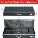 HOLDN' STORAGE Premium Wrapping Paper Storage Container - Durable 600D Tear-Proof, Fits 27 Rolls Gift Wrap, Extra Pockets for Ribbons & Bows, Underbed Storage - Ideal for Holiday Christmas, Black/White Trim