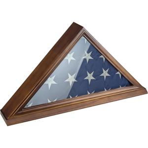 Premium Flag Display Case for Burial Flag - Military Shadow Box for 5x9.7 Veteran Burial Flag, Solid Wood Wall Mounted Flag Holder with Transparent Glass Front - Memory Box for Veteran Funeral Flags