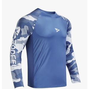 Rodeel Men's Loose-Fit Fishing T-shirt Bluff Performance Long Sleeve Shirt UPF 50 Raglan Sleeve. Size L