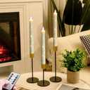 Flameless Cone Candle with Built-in Star String Light, 11-Button Remote Control, Timer, Battery Powered, Simulated Flame, 3-Pack Window Candle, Christmas Home & Wedding Decoration (Ivory)