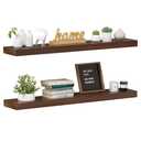 Colima Bathroom Floating Shelves for Wall, 36" Floating Wall Mounted Shelf, Rustic Wood Storage Hanging Shelf for Home Organization, Bathroom, Kitchen, Living Room (Set of 2, Brown)