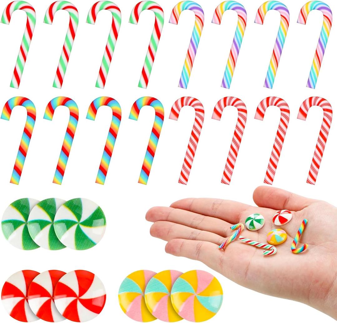 120 Mini Rainbow Candy Ornaments - Peppermint Candy Canes for Crafts & DIY (Multicolor, Cute Size)