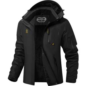 ASPO Women's Ski Jacket Waterproof Winter Jacket Insulated Warm Fleece Lined Windproof Snow Coats with Hood Snowboarding (Black, L)
