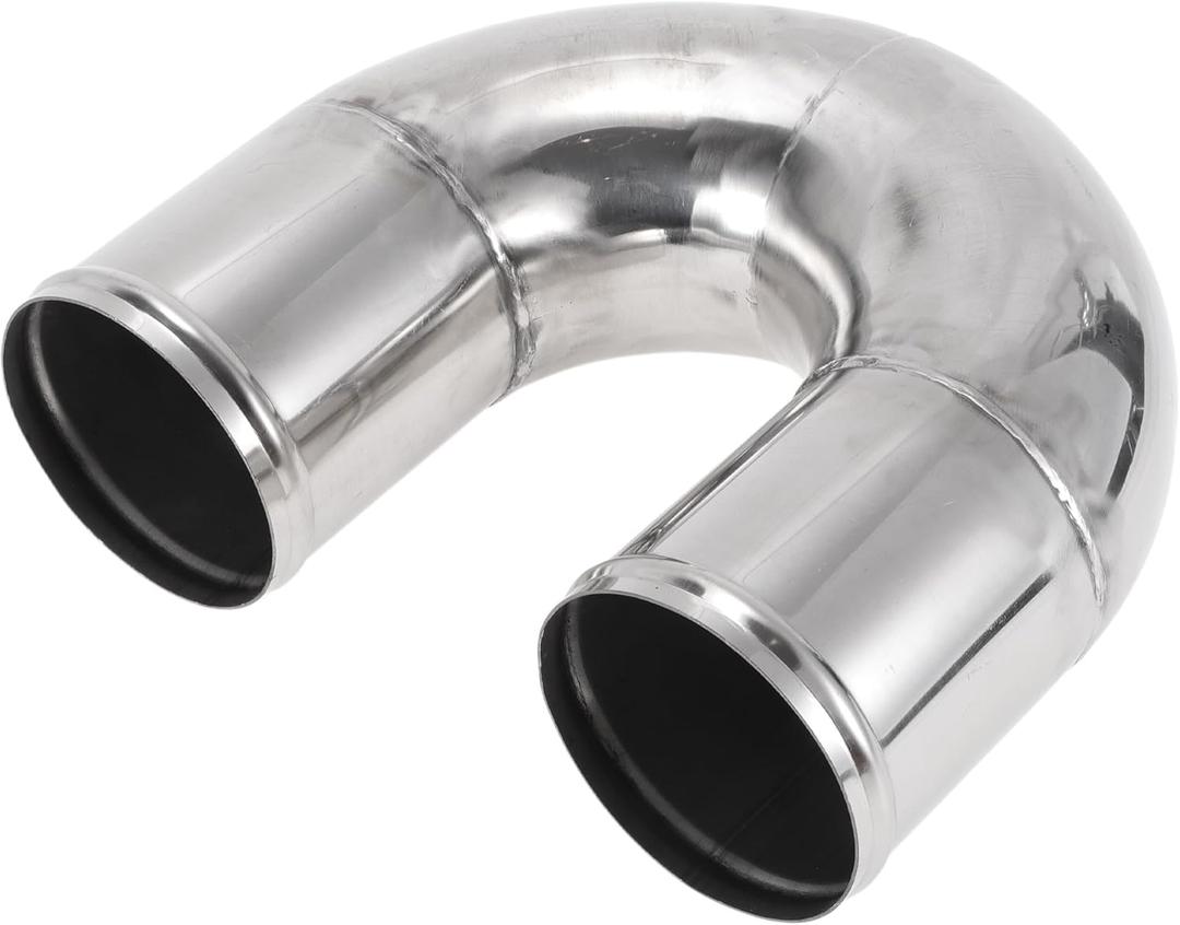 Motoforti 180 Degree U BendMandrel Exhaust Tube with Bead Roll DIY Custom Car Modified Exhaust Pipe Tubing Piping 4" OD 7.87" Length T304 Stainless Steel Silver Tone
