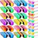 60 Pack Kids Sunglasses Bulk Party Favors, Summer Party Supplies for Boys Girls, Translucent Neon Party Sunglasses for Kids, Pool Beach Party Favors, Gift for Birthday Outdoor Activity