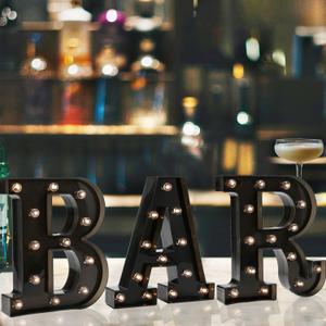 Black Bar Sign, Marquee Light Up Letters LED Marquee Number Lights Sign for Night Light Home Bar Christmas Lamp Birthday Party Wedding Decoration-BAR