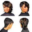 4x4 Pixie Cut Lace Frontal Human Hair Wig Short Layered Pixie Cut Wigs for Black Women With 4x4 Side Parting Lace Clusure Brazilian Virgin Human Hair Wig 1b/33 Daily Use Color (1b/33)