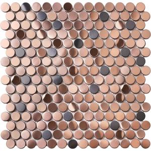 Parrotile Penny Round Tile Copper Bronze Mosaic Tiles for Kitchen Backsplash Bathroom Wall Floor [5 Sheets]