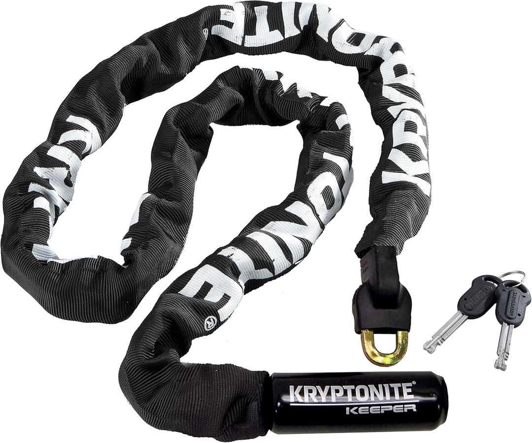 Kryptonite Keeper 712 Bike Chain Lock, 4 Feet Long Heavy Duty Anti-Theft Bicycle Chain Lock with Keys for Bike, Motorcycle, Scooter, Bicycle, Door, Gate, Fence (Black)