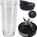 32oz Cup with spout lid and blade 7 Fins Gear Replacement Parts Blade Assembly for 900W/1000W NUTRI NINJA PRO BL450 30/BL 456 30/ BL455 30 or 900W Nutri Ninja Pro Deluxe BL451 30