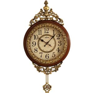 SHISEDECO Elegant, Traditional, Decorative, Hand Painted Modern Grandfather Wall Clock Fancy Ethnic Luxury Handmade Decoration, Swinging Pendulum for New Room or Office. Large. 29.5 Inch. Brown