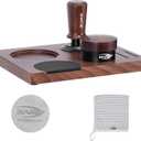IKAPE 58MM Coffee Tamper Set 5 IN 1, Walnut Wood Espresso Tamper, Espresso Distributor, Tamper Base, Puck Screen, Cleaning Towel Set, Perfect for Everyday Use, Stylish, Functional Coffee Accessories (Brown)