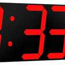 CHKOSDA Digital Wall Clock, Oversize Led Digital Clock Large Display with Auto Dimmer, Huge Countdown Timer with Remote Control, 27" Wide Led Display, 6 Digits, Wall Mount, Date and Temperature (Red)